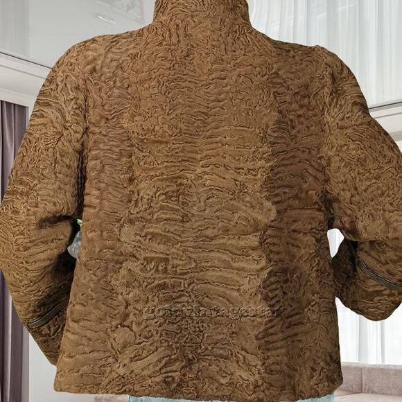 Vintage Swakara Persian Karakul Lamb Fur Brown Jacket XL - Picture 8 of 16